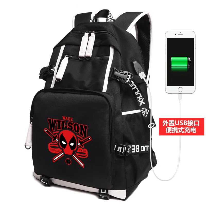 2018 новейший Королевский Оксфорд Marvel Deadpool Comics Super Hero Movie Civil внешний USB зарядный