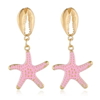 individual metal shell earrings with color starfish earrings personal ocean wind