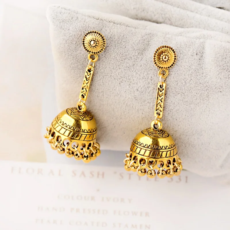 TopHanqi афганских Индии Jhumka ювелирные изделия в богемном стиле этнические большие
