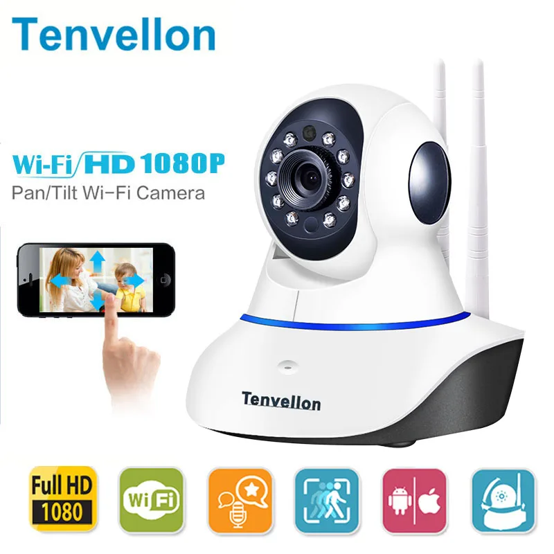Tenvellon 1080P WiFi IP камера CCTV Беспроводная видеонаблюдения домашняя безопасности