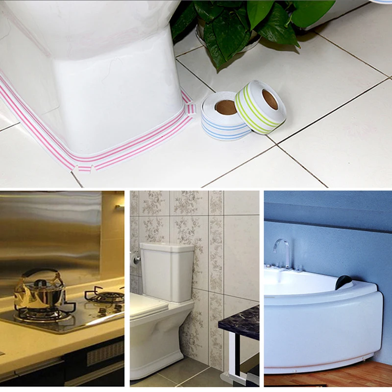 22/38mm Home Bathroom Kitchen PVC Wall Stickers Art Sealing Strip Sealant Tape Mildew Resistant Waterproof Pegatina 3.2m P5