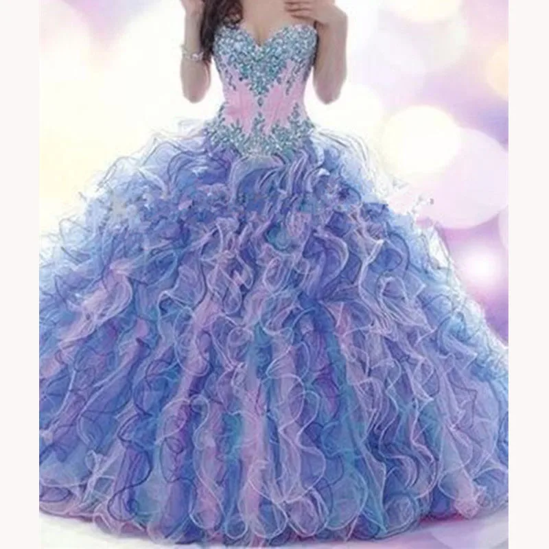 Женское бальное платье до пола фиолетовое из органзы с бисером для возраста 15 лет