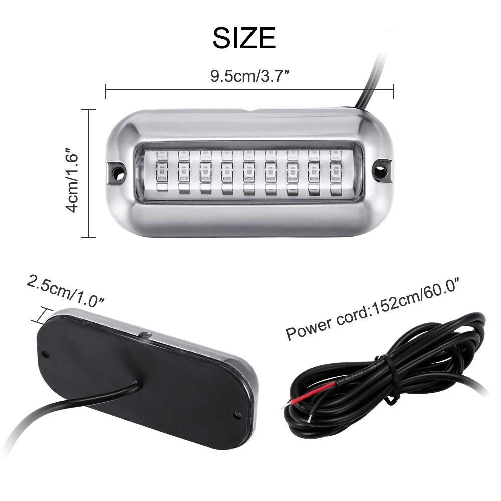 New 27 LED 50W White/Green/Blue Underwater Pontoon Boat Transom Fishing Light Underwater Waterpro Of Lamp Cover Waterproof