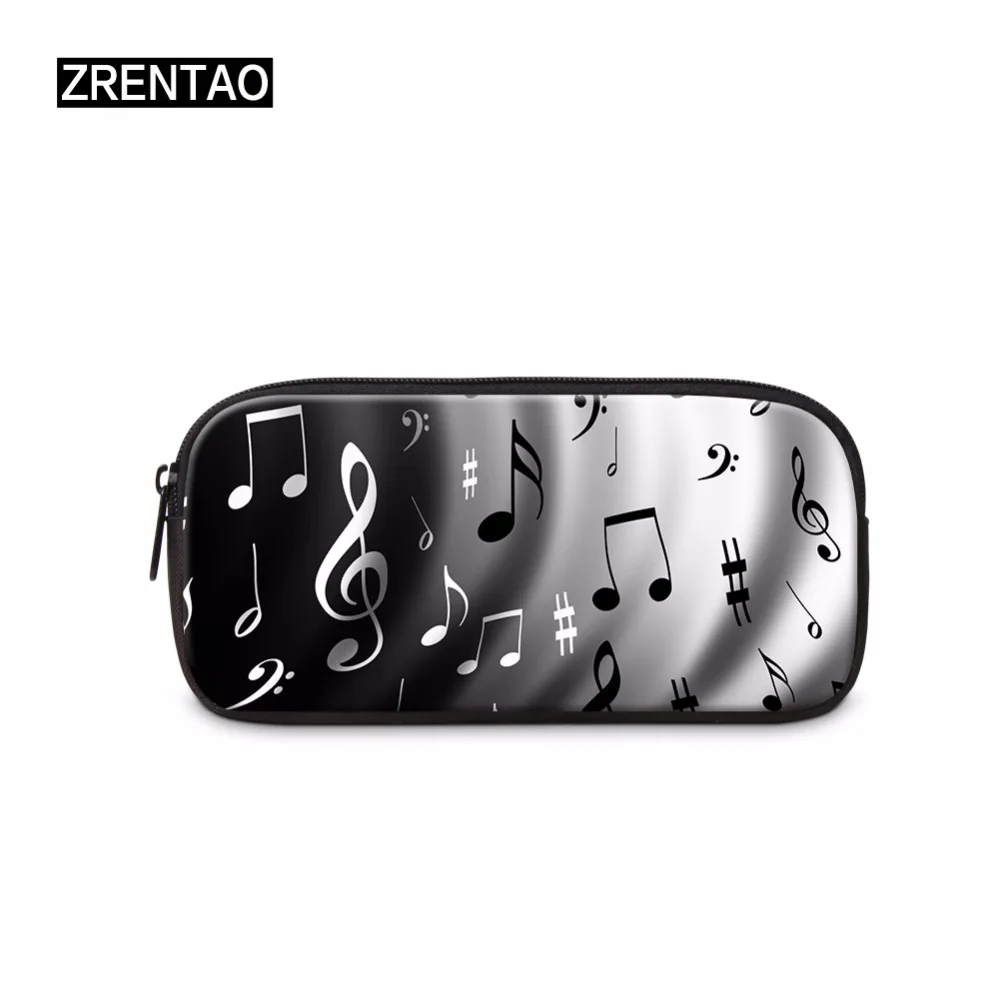 

ZRENTAO 3D musical note printed pencil bag pen case makeup bags women simple comestic pouch polyester zipper school supplies