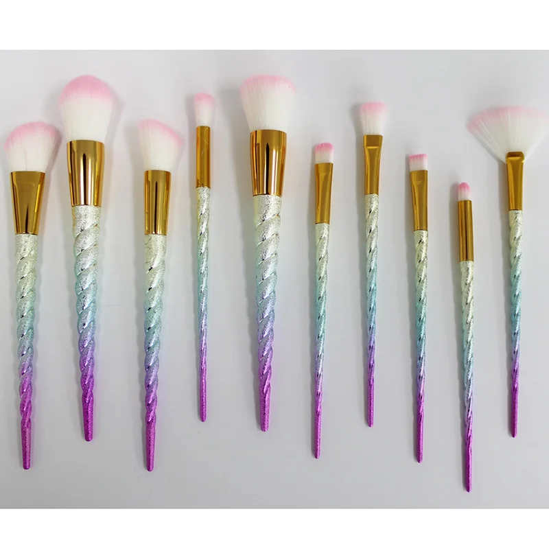 10 шт. радужные алмазные кисти для макияжа с единорогом набор тональных кисточек