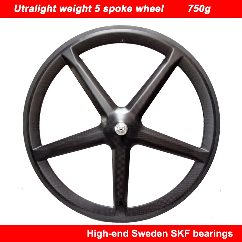 2017 new lightweight 750g 5 spoke bicycle carbon fixed gear road track aero wheel tubular clincher wheels | Спорт и развлечения