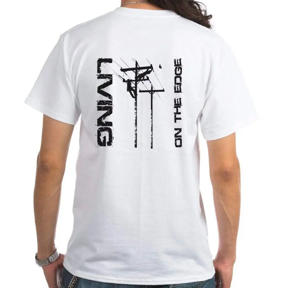 

Lineman Living on The Edge Summer Fashion Brand Clothing Men Tops Round Neck Short Sleeve Style Design Website Shirt