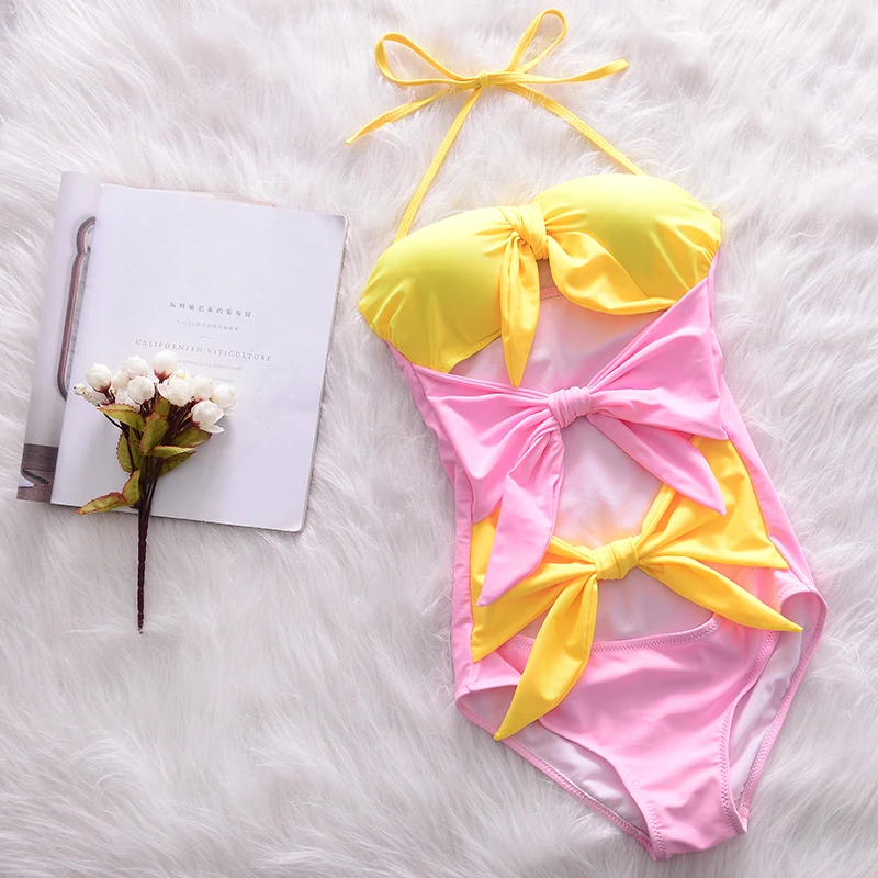 Фирменный летний Цельный купальник карамельных цветов пикантная Женская