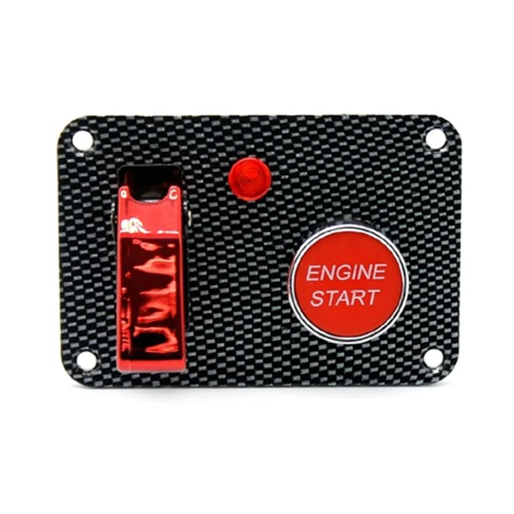 

1 Pcs Car 12V Carbon Fiber Racing Ignition Switch Panel Engine Start Push Button Red LED Toggle