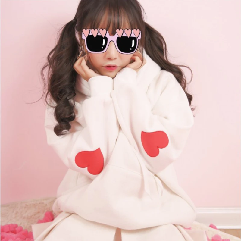 Милый женские худи harajuku Толстовка Милая любовь Студенческая Корейская группа