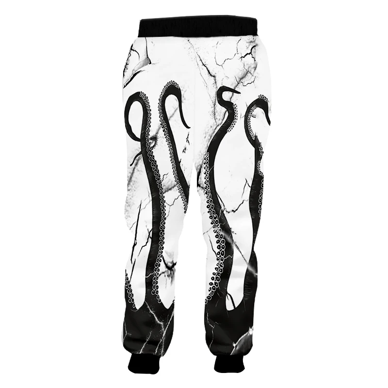 Брюки OGKB на весну и осень мужские повседневные штаны шнурке с 3D принтом осьминог