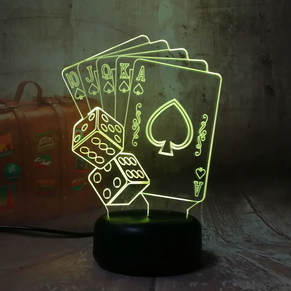 Новинка Покер игральные карты 3D светодиодный RGB 7 смешанный двойной цвет ночной Светильник дети подарок на день рождения игрушки Рождество украшения спальни
