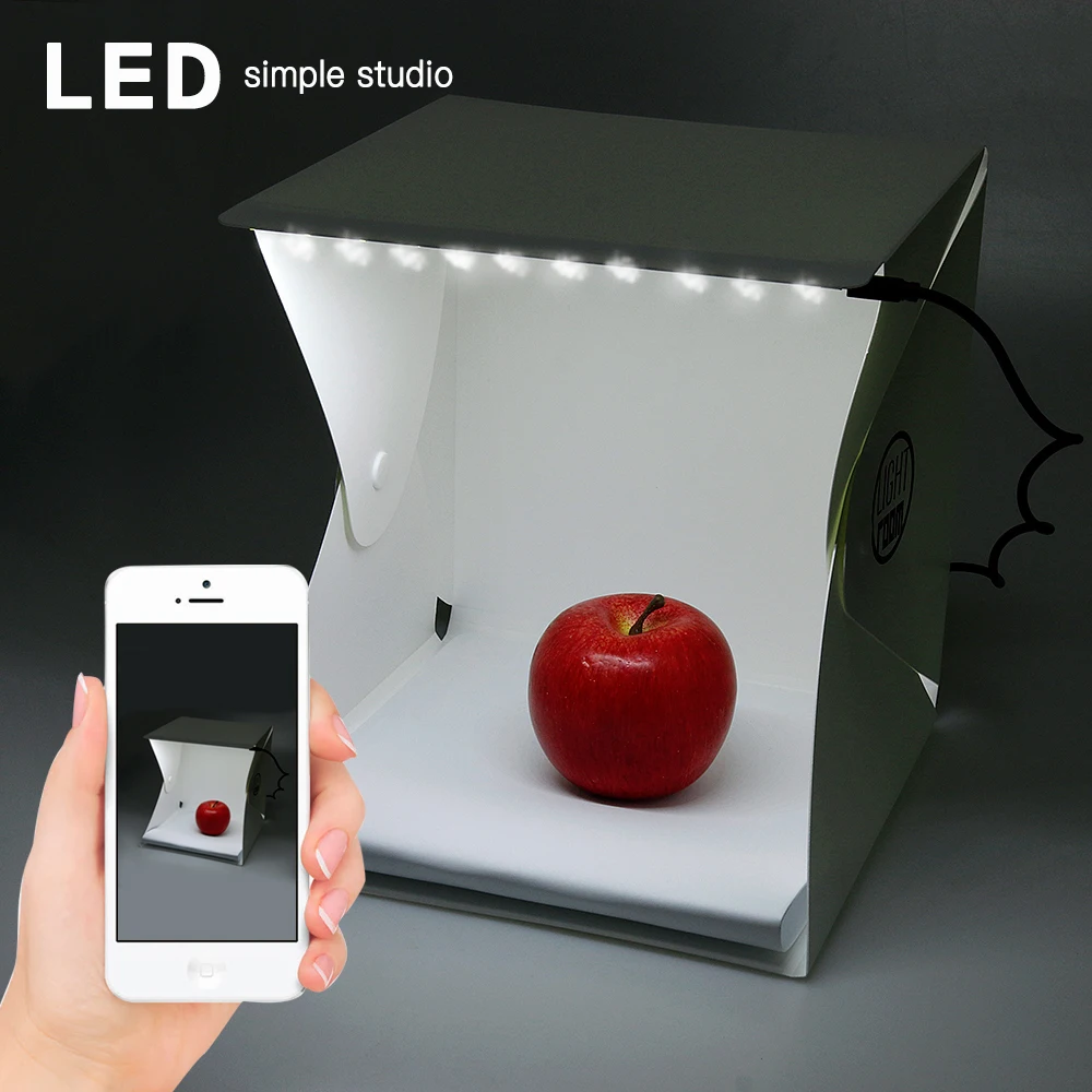 Rovtop Mini Folding Lightbox Photo Studio LED Desktop Portable Photography for Smartphone Camera | Электроника