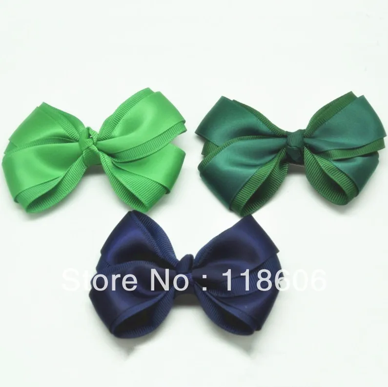 100pcs Solid Polyester Grosgrain Ribbon Hair Bow for Girls Boutique Hair Barrettes  Free Shipping