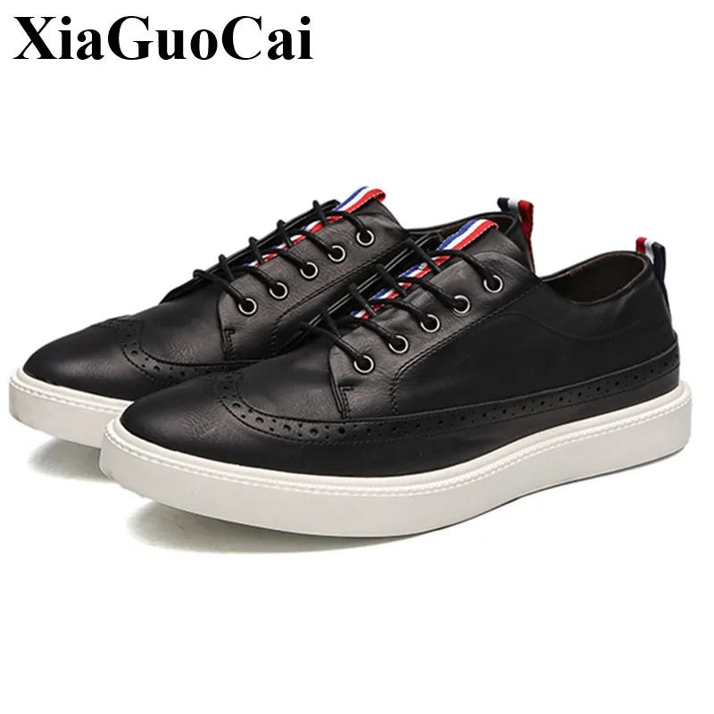 Новая модная повседневная обувь Для мужчин Кружево на плоской подошве шнуровке