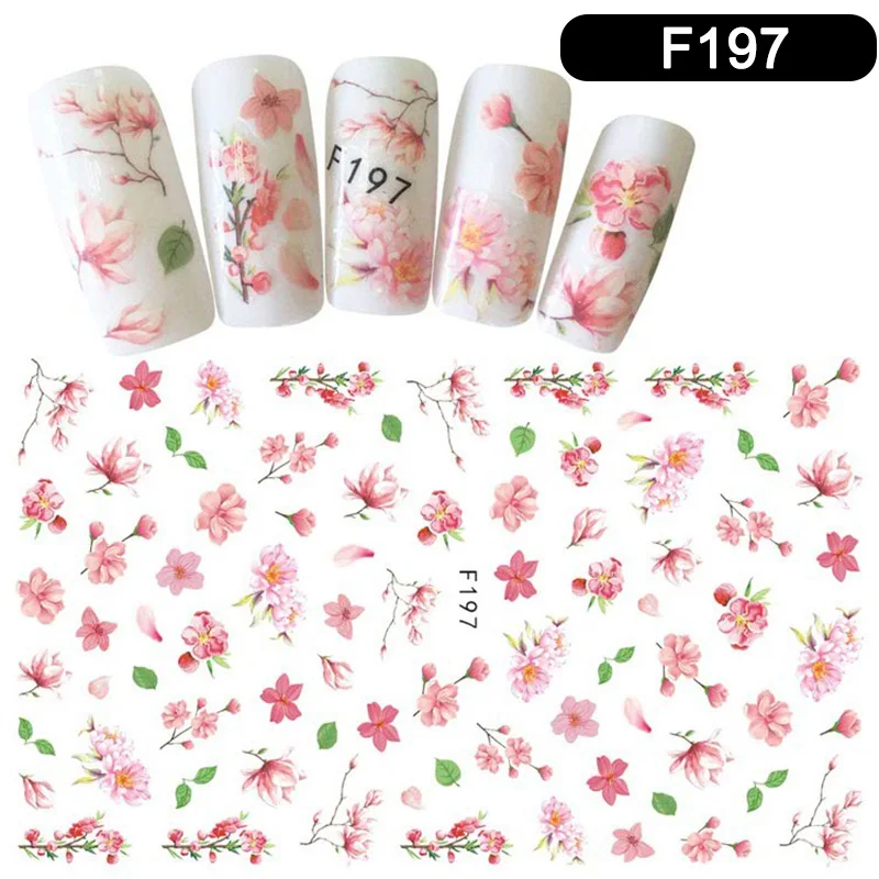 1 лист стикер для дизайна ногтей Прозрачный цветочный узор маникюр сделай сам