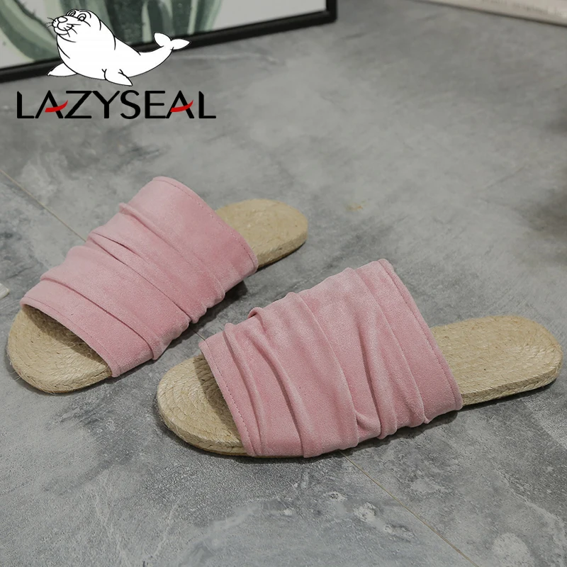 Сланцы LazySeal женские на плоской подошве пляжные шлепанцы сланцы из пеньки летняя