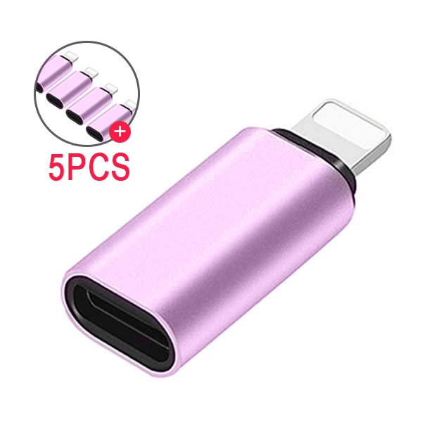 5PC Pink ACCEZZ для Apple USB адаптер типа OTG-C для освещения для Apple адаптер для iphone X XS XR 8 7 6 5 6S Plus синхронизация зарядное устройство конвертер - Цвет: 5PC Pink