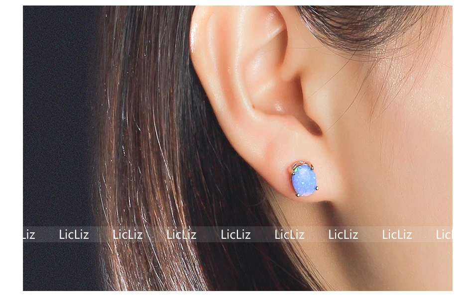 LicLiz Blue Fire опаловые серьги Овальные пирсинг серьги-гвоздики для ушей женские серьги из стерлингового серебра 925 пробы Серьги с камнем Brincos LE0312