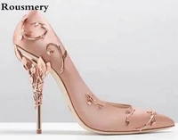 women luxury metallic flower design high heels leaves heels wedding shoes stiletto thin heel fashion shoes ladies shoes size 42