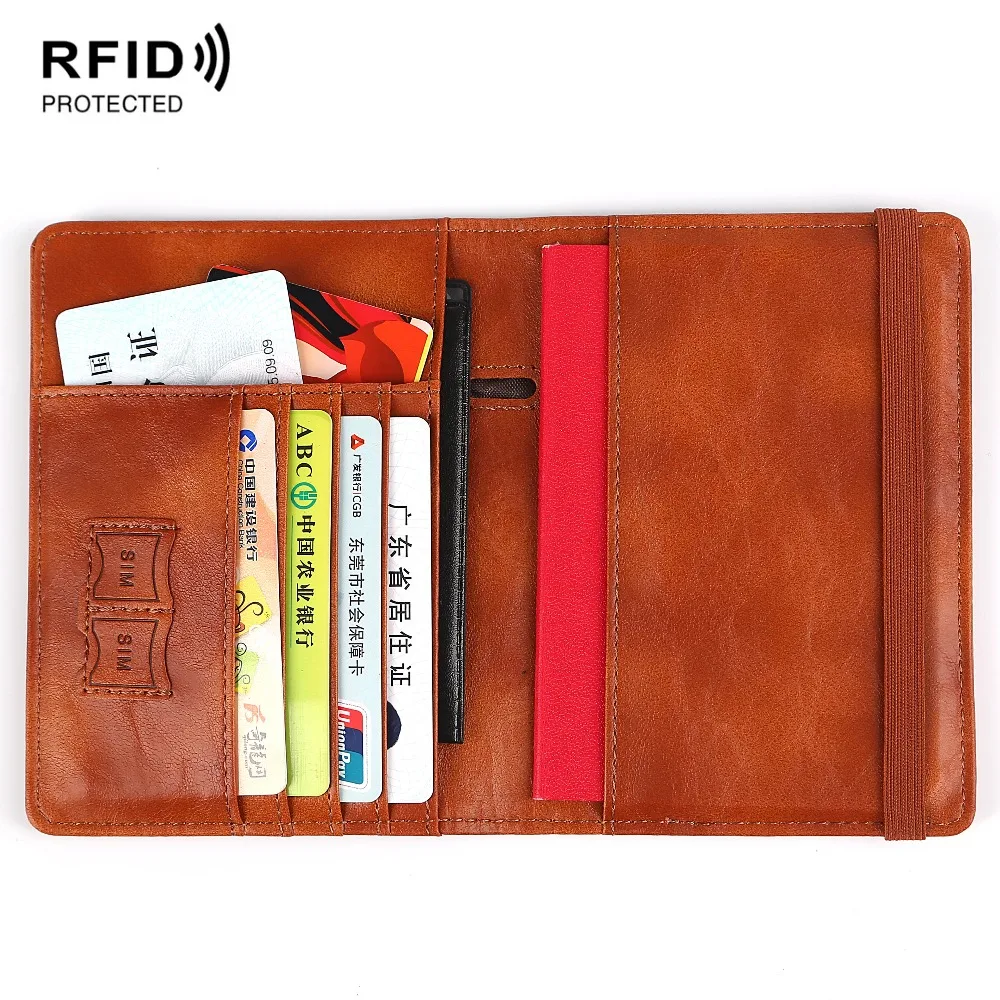 Анти RFID Блокировка кожаный держатель паспорта Обложка для карты Чехол кошелек с