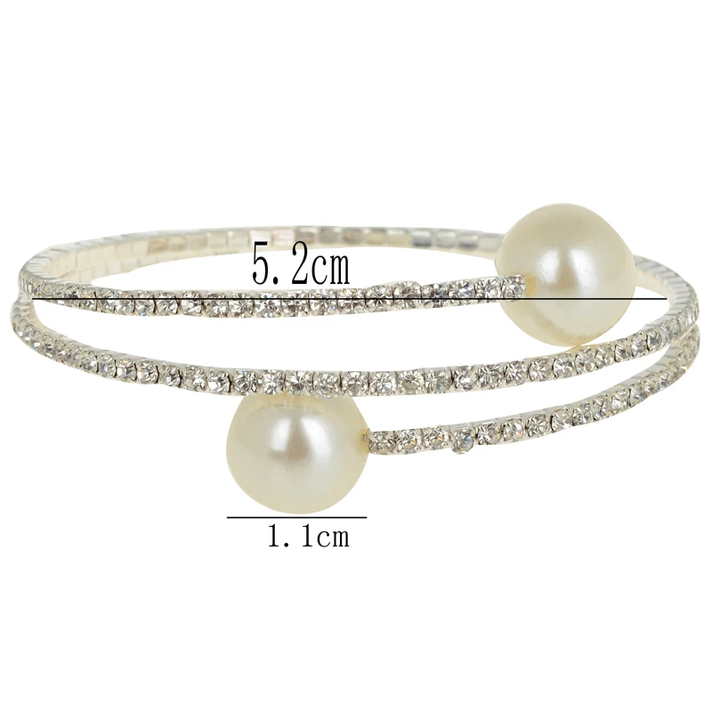 Браслет-манжета на руку с двойным искусственным жемчугом 3 ряда | Украшения и