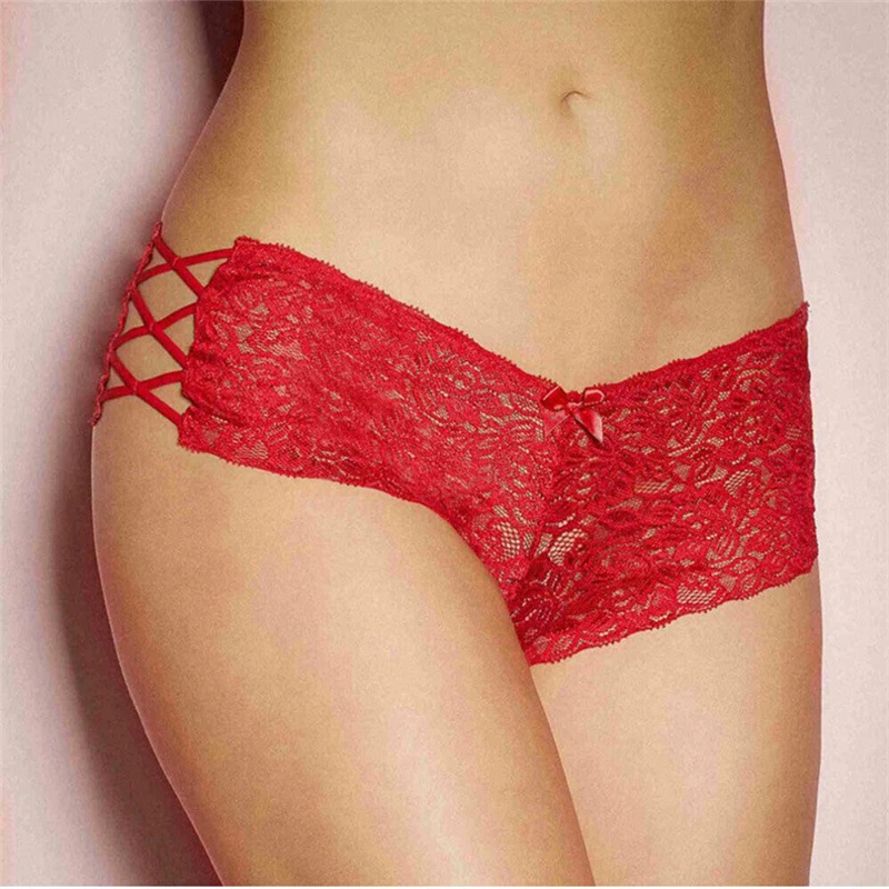 Соблазнительные женские кружевные шорты кроше открытые трусики стринги мини