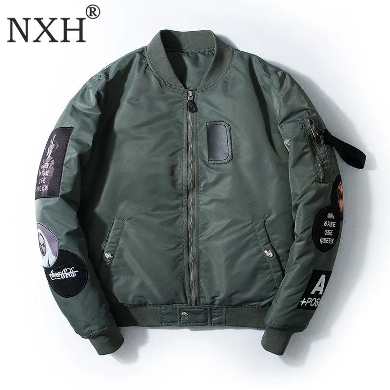 High Street Bomber куртки для мужчин MA1 вышивка молния куртка уличная хип хоп одежда пилот