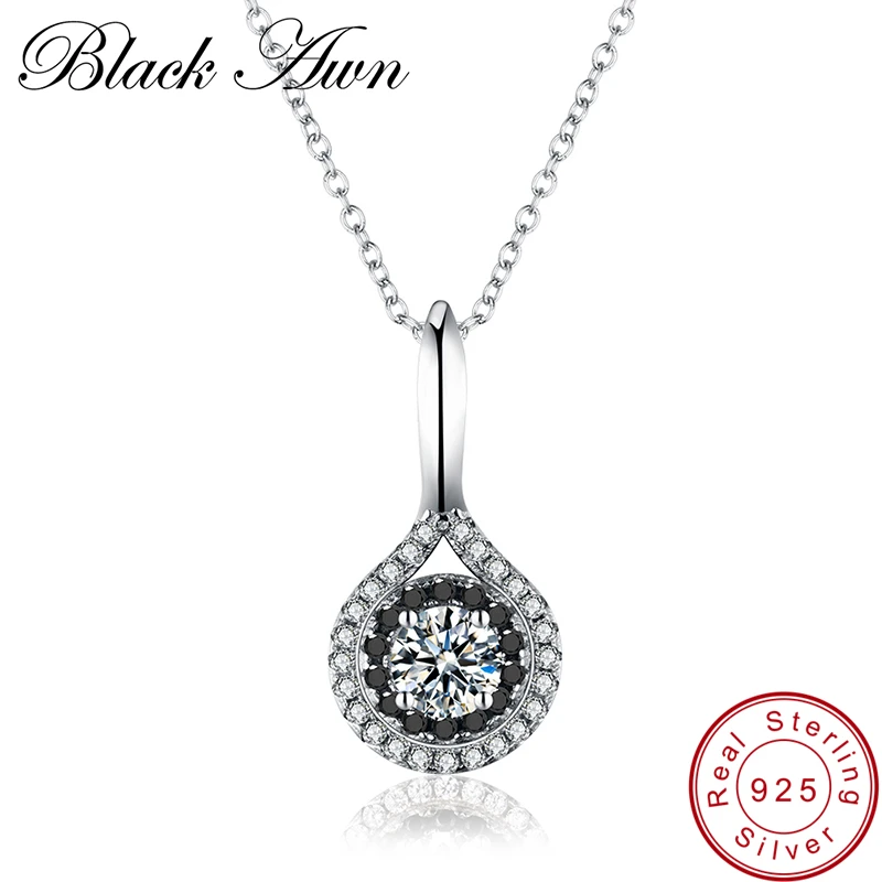 Ожерелье женское из серебра 925 пробы с черной шпинелью|fine jewelry|necklace silver pendantnecklaces