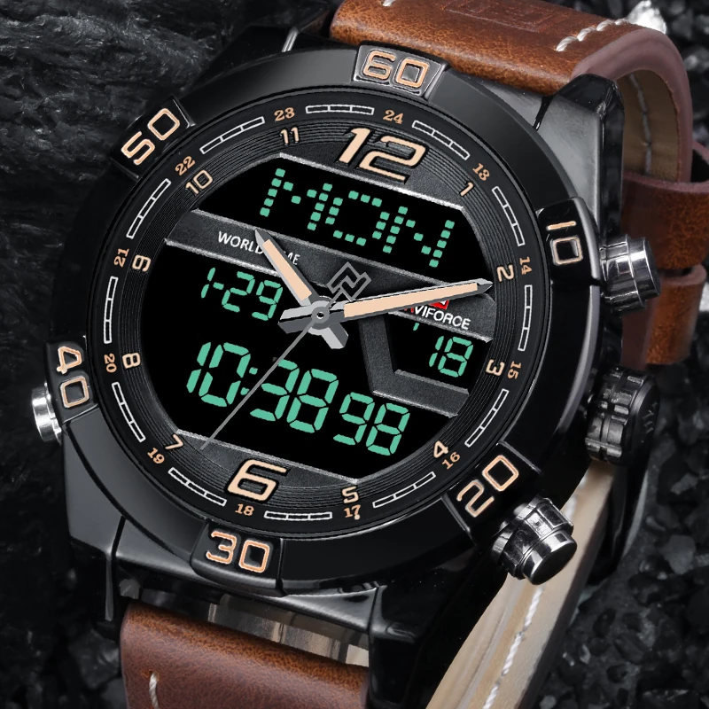 NAVIFORCE Роскошные мужские часы модные спортивные водонепроницаемые кварцевые с
