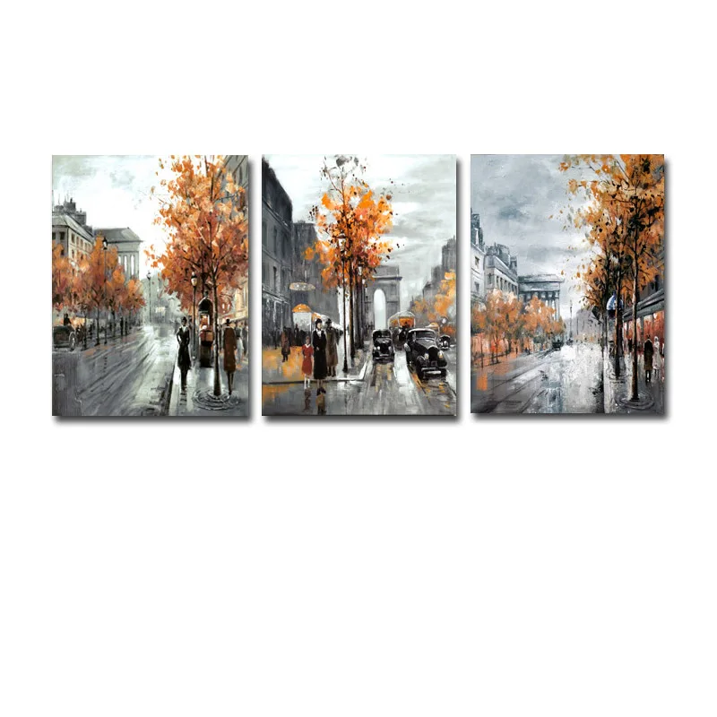 New arrival modular 3 Piece Painting Calligraphy Vintage Abstract City Street Canvas Poster Arts Oil On Prints M | Дом и сад