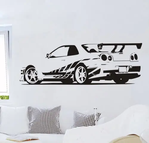 

Free shiping Wall Decal GTR Skyline Sports Racing Car Removable Wall Stickers Vinyl Decals Home Decor for room decoration