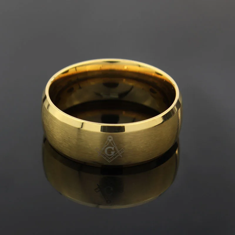 Винтажное кольцо из титановой стали с масонской иконой, золотого цвета, мужская модная масонская ювелирная бижутерия, мужские украшения, золото.