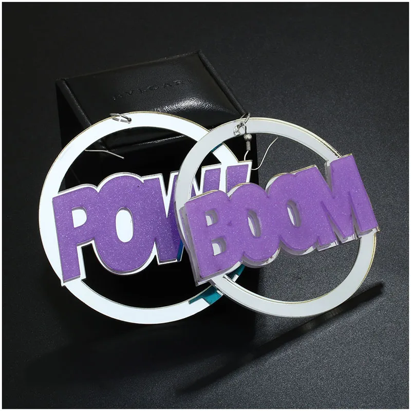 Женские акриловые Висячие Серьги Circle Boom Pow Длинные массивные серьги модные