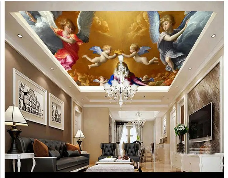 3D photo wallpaper 3d celing murals Angel wings frescoes on the classical style wall paper living room decoration | Обустройство дома
