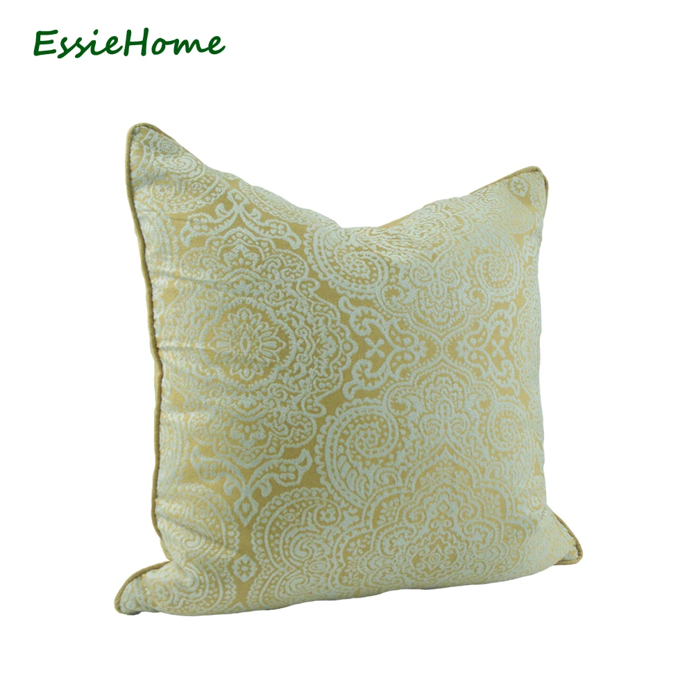 ESSIE HOME Chinese Pattern Yellow White Pillow Case Cushion Cover Jacquard Light With Piping Edge | Дом и сад