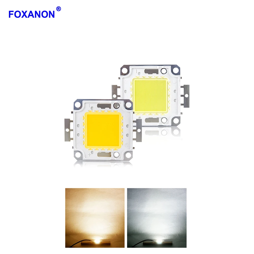 Foxanon Высокая мощность 10 Вт 20 30 50 100 Светодиодный светильник чип DC12V 36 В COB
