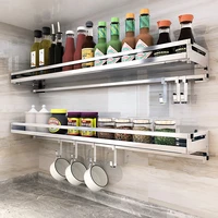 304 stainless steel kitchen shelf wall mounted drill free condiment rack space save kitchen wall hanging punch free shelf
