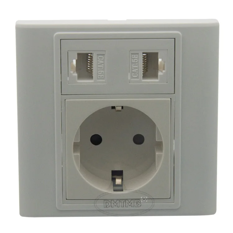 

2 X RJ45 EU AC power wall plate and support DIY