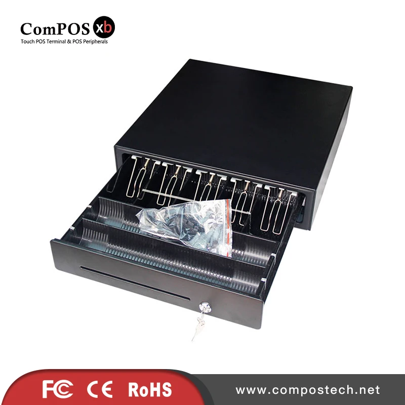 Free Shipping Cash Register Drawer With Cable For Receipt Printers With Removable Coin Tray Cash Box For POS Peripherals images - 6