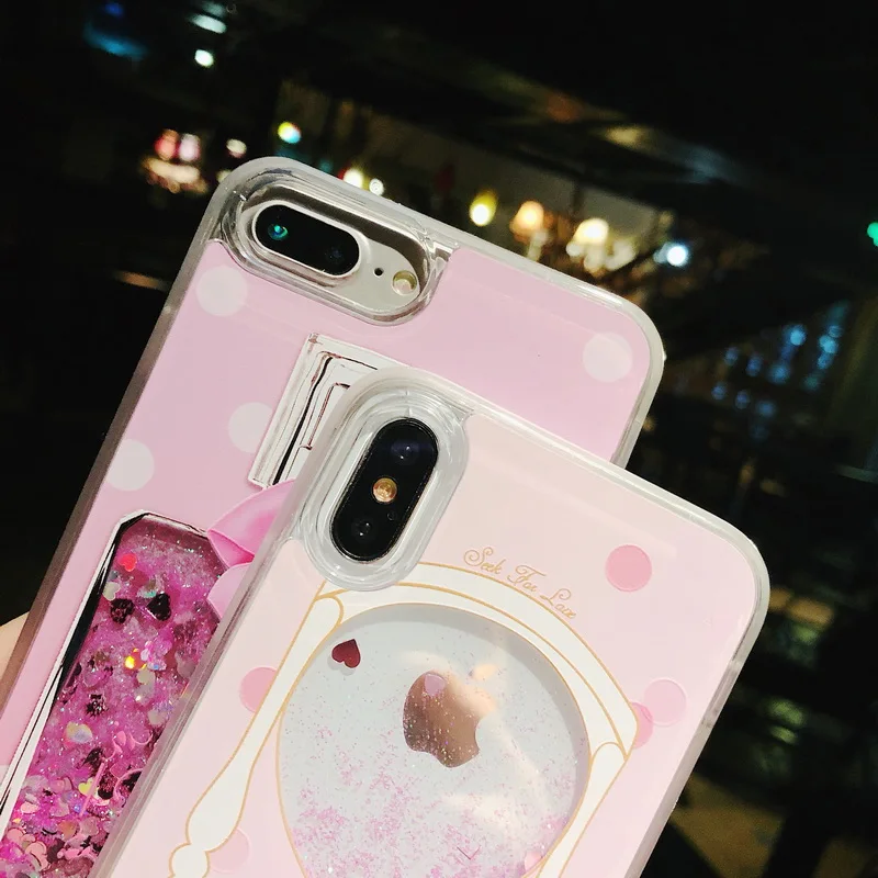Blucub Блестящий зыбучий песочный чехол для iPhone 6 6S 7 8 plus жидкие часы Чехол Plus
