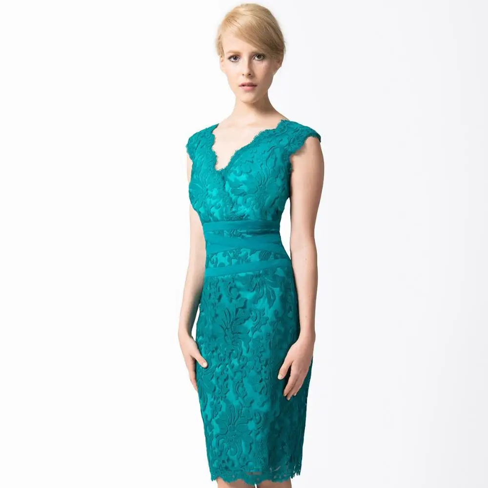 2014 Europe station deep sex V-neck women sleeveless summer desigual lace Slim office lady dress embroidered edge | Женская одежда
