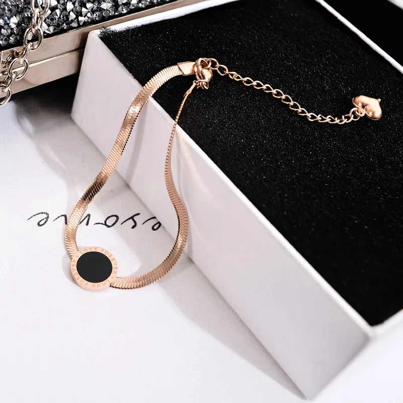 

YUN RUO 2019 New Arrival Snake Chain Bracelet Woman Birthday Gift Rose Gold Color Fashion Titanium Steel Jewelry Never Fade INS