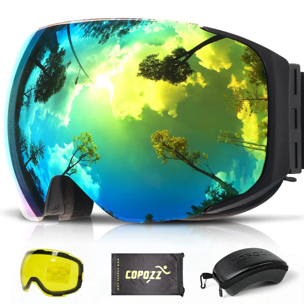 Gold Lens COPOZZ магнитные лыжные очки с 2s Быстросменные линзы и Чехол Набор UV400 Защита Анти-туман сноуборд лыжные очки для мужчин и женщин - Цвет: Gold Lens