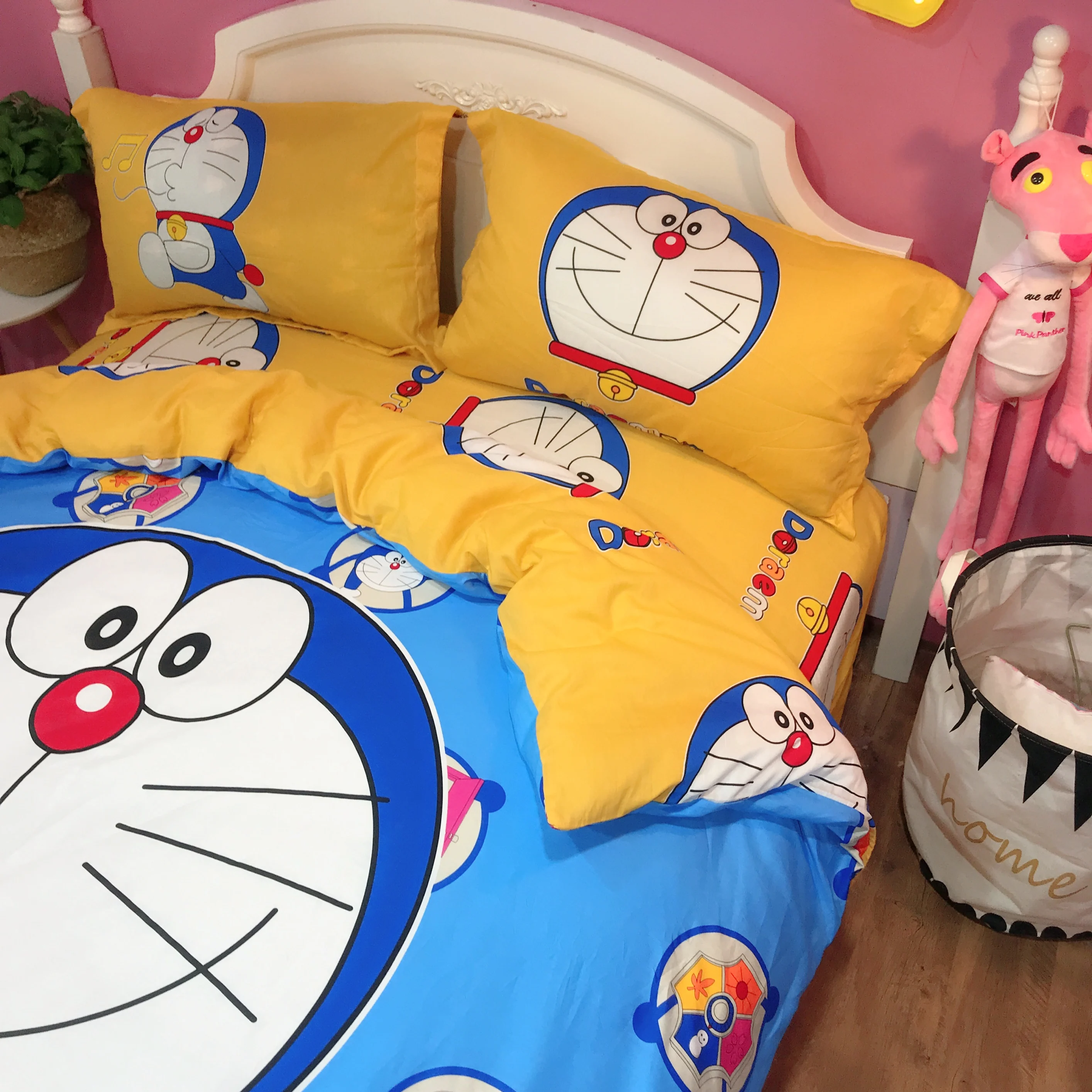 Комплект постельного белья с рисунком Doraemon для мальчиков 100% хлопковое стеганное