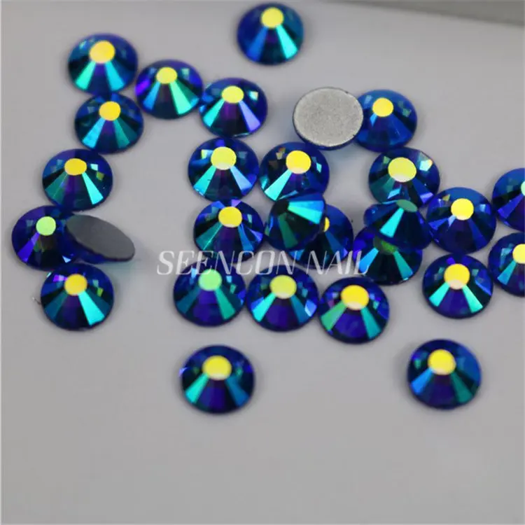 

1440pcs/lot per size Sapphire AB Non Hotfix Flatback Rhinestones for Nails 3D Nail Art Decoration Glitter Gems Jewelry Beads