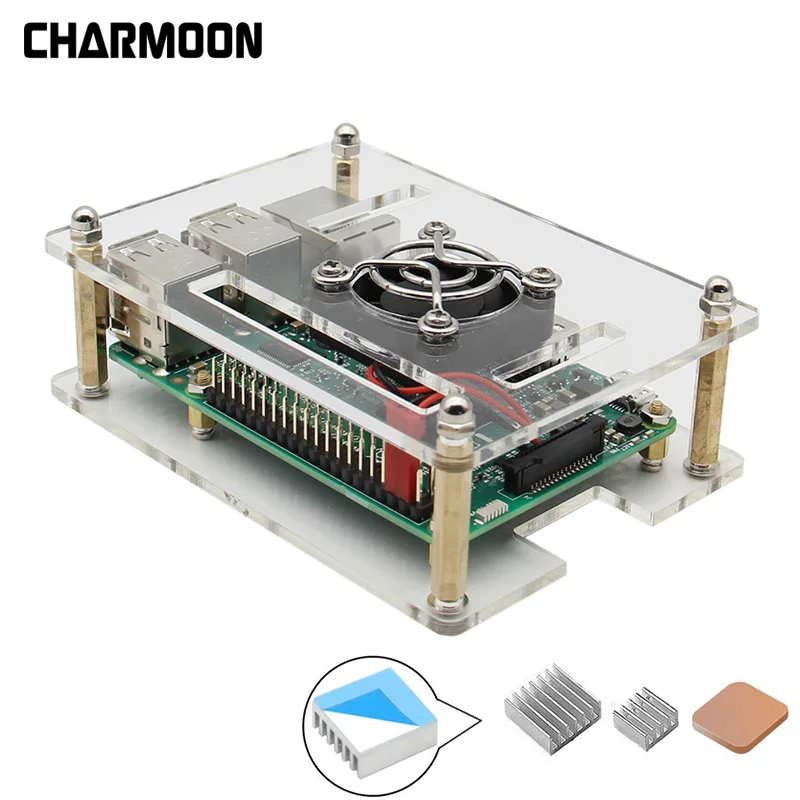 Для Raspberry Pi 3 акриловый прозрачный корпус с охлаждающим вентилятором алюминиевый