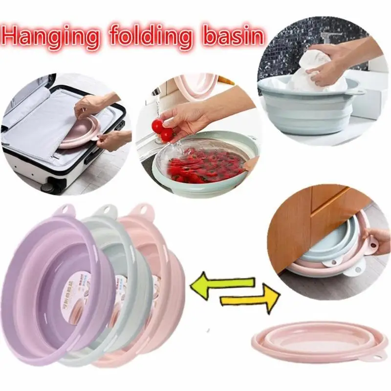 Portable Folding Bucket Foldable Vegetable Fruit Cleaning Basin Tourism Outdoor Fishing Promotion Camping Car Wash Bucket