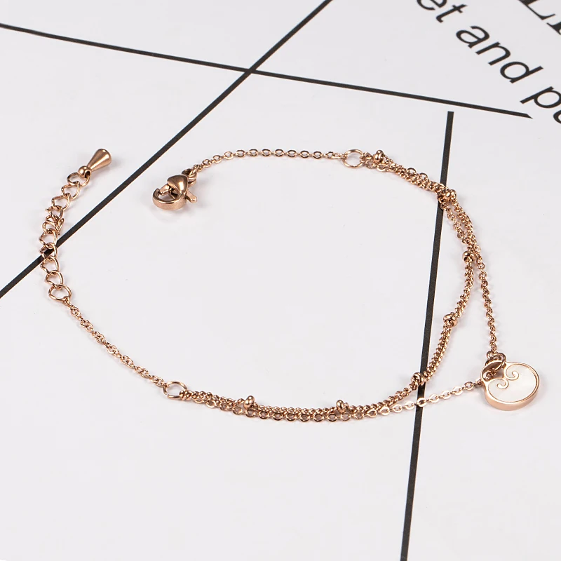 Chinese Peace Lock Bracelet Titanium Steel Material Inlaid Natural Shells Rose Gold Color TrendyFashion Women Jewelry | Украшения и
