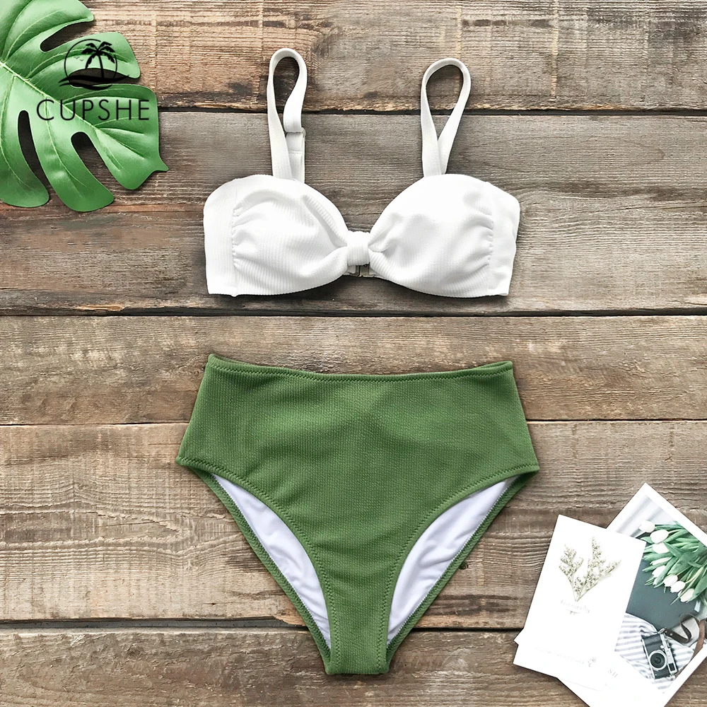 CUPSHE зеленый и цветочный на шнуровке комплект бикини бретельках для женщин Scalloped